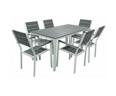 Set Tavolo E 6 Sedie Da Giardino In Acciaio Altair Bianco E Grigio Antracite