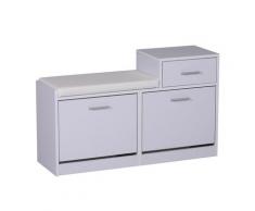 Divanetto Scarpiera 3 Scomparti Con Cuscino Bianco 94.5x57x30 Cm Benzoni