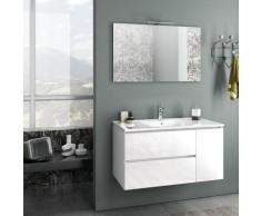 Mobile Da Bagno Sospeso Con Lavabo Specchio E Lampada A Led Tft Febe Bianco Lucido