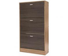 Scarpiera 3 Scomparti In Mdf 63x24x115 Cm Soriani Marrone Chiaro E Scuro