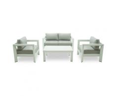 Set Salotto Da Giardino Divano 2 Poltrone E Tavolino In Alluminio Estia Bianco
