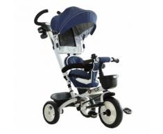 Passeggino Triciclo Per Bambini Con Maniglione Tetto Parapioggia Regolabile E Cestino Blu Benzoni