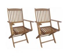 Set 2 Sedie Da Giardino Pieghevoli Con Braccioli In Legno Morel