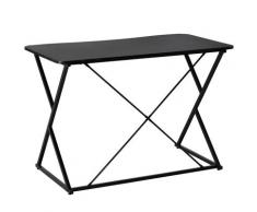 Scrivania Da Ufficio Compatta 100x60x75,5 Cm In Metallo E Mdf Nera