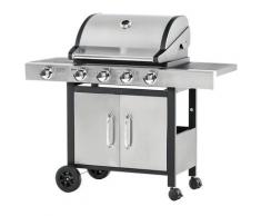 Barbecue A Gas Gpl 4 Fuochi 3kw Con Fornello Laterale Acciaio