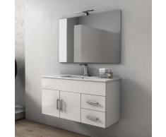 Mobile Da Bagno Sospeso Con Lavabo 100x46cm In Mdf Taviani Venere Bianco Lucido