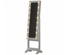 Specchio Da Terra Armadio Portagioie Regolabile E Luci Led Bianco 36x30x136 Cm Benzoni