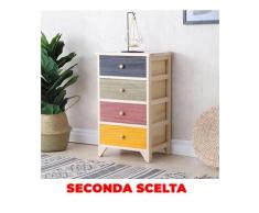 Cassettiera 4 Cassetti In Legno Massello 40x30x67 Cm Fumer Sandy Multicolore Seconda Scelta