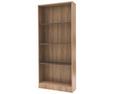 Libreria 4 Ripiani 73x24x170 Cm In Mdf Soriani Marrone Chiaro E Scuro