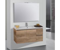 Mobile Da Bagno Sospeso 100cm Mazzoni Maiorca Light 2+2 Noce Chiaro Frassinato