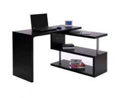 Scrivania Da Ufficio Angolare Per Computer Con Scaffali In Legno Nero 120x106x75 Cm Benzoni