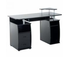 Scrivania Da Ufficio Porta Pc Con Ripiani Tastiera Nero 120x55x85 Cm Benzoni
