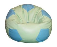 Poltrona A Sacco Pouf Ø100 Cm In Ecopelle Baselli Pallone Da Calcio Verde Menta E Celeste