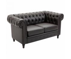 Divano 2 Posti 160x84x80 Cm In Ecopelle Benzoni Marrone Scuro