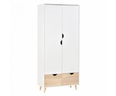 Armadio Guardaroba 80x40x180 Cm 2 Ante E 2 Cassetti Benzoni Bianco