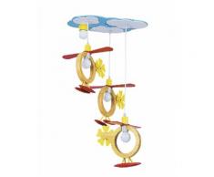 Lampadario 3 Sospensioni Elicottero Legno Cameretta E14 Ambiente K-eliche/s3