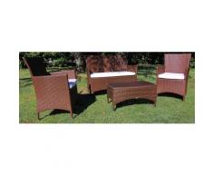 Set Da Giardino Divano Poltrone E Tavolino In Polyrattan Morel Valeria Marrone