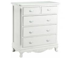 Comò 5 Cassetti In Legno Adami Basilea Bianco Anticato