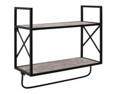 Scaffale Da Parete 55x22,5x50 Cm In Metallo E Legno Benzoni