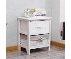 Comodino Con 2 Cassetti 40x30x48 Cm In Legno Massello Fumer Carol Bianco