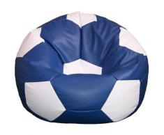 Poltrona A Sacco Pouf Ø100 Cm In Ecopelle Baselli Pallone Da Calcio Blu E Bianco