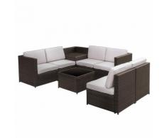 Set Salotto Da Giardino In Rattan Sintetico 2 Divani E 2 Tavolini Marrone Miozzi