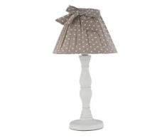Abat Jour Fusto Legno Bianco Paralume Cotone Marrone Cuori Classica E27 Ambiente I-sweet-lume
