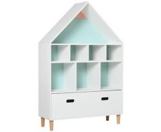 Libreria Scaffale Portagiochi Per Cameretta 82x30x126 Cm Benzoni Bianca