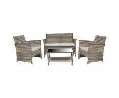 Set Da Giardino Divano 2 Poltrone E Tavolino In Polyrattan Adami Detroit Melange Grigio