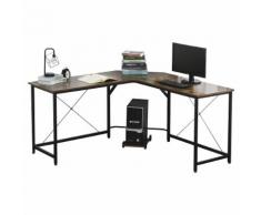 Scrivania Da Ufficio Ad Angolo Porta Pc 150x150x75 Cm In Legno E Metallo Hmc Nero E Marrone