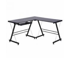 Scrivania Da Ufficio Grande Ad Angolo In Acciaio E Mdf 130x130x73.5 Cm Benzoni Nera