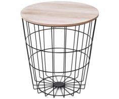 Tavolino Da Soggiorno Contenitore In Metallo Ø39,5x43 Cm Benzoni Nero E Legno