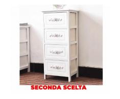 Cassettiera 4 Cassetti In Legno Massello 36x29x81 Cm Fumer Camilla Bianca Seconda Scelta