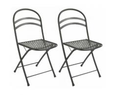 Set 2 Sedie Pieghevoli Da Giardino 42x52x81 Cm In Acciaio Pasotti Flipper Antracite