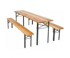Set Birreria Da Giardino Pieghevole In Legno Tavolo 200x60 Cm E 2 Panche Vorghini