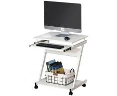Scrivania Porta Pc 60x48x73 Cm Con Ruote Hmc Bianca