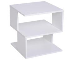 Tavolino Da Caffè 2 Ripiani Design Moderno Legno Bianco 40x40x43 Cm Benzoni