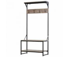 Appendiabiti Panchina Per Ingresso Con Scarpiera In Metallo E Mdf 80x40x170 Cm Benzoni Nero