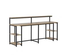 Scrivania Da Ufficio Doppia 200x53x100 Cm In Metallo E Mdf Nero Marrone