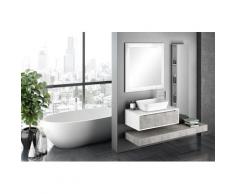 Mobile Bagno Sospeso 90 Cm Lavabo Specchio Lampada A Led E 1 Pensile Tft Belsk Bianco Opaco