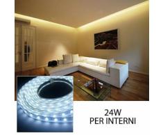 Striscia A 300 Led 24w Per Interni 5 Metri Con Alimentatore Luce Fredda Bianca