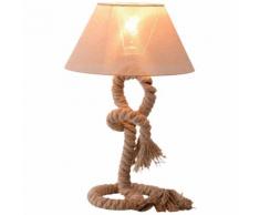 Lampada Da Comodino Abat Jour In Corda Di Canapa Beige 40x40x65 Cm Benzoni