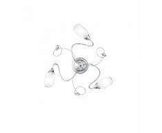 Plafoniera Decoro Cristallo K9 Struttura Metallo Cromo Diffusore Vetro Lampada Elegante E14 Ambiente I-ely/pl3