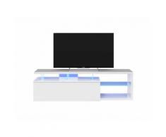 Mobile Tv 150x41x43 Cm Con Led Integrati Rizzetti Charme Bianco Lucido