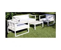 Set Da Giardino Divano Poltrone E Tavolino In Polyrattan Morel Montreal Bianco