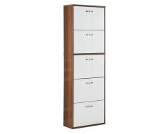 Scarpiera Salvaspazio In Legno Con 5 Scomparti Per 30 Paia 60x28x189 Cm Benzoni