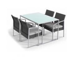 Set Tavolo E 4 Sedie Da Giardino In Acciaio E Polyrattan Fadi Bilbao Nero
