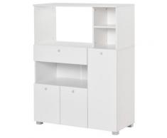 Mobile Da Cucina Credenza Con Armadietto Mensola E Cassetto 90x40x120 Cm In Legno Bianco