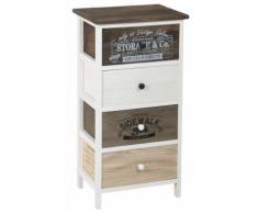 Cassettiera 4 Cassetti In Legno Massello 38x28x73 Cm Fumer Trudy