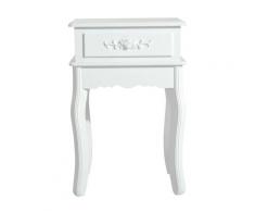 Comodino Con Cassetto In Legno Bianco 40x35x60 Cm Benzoni